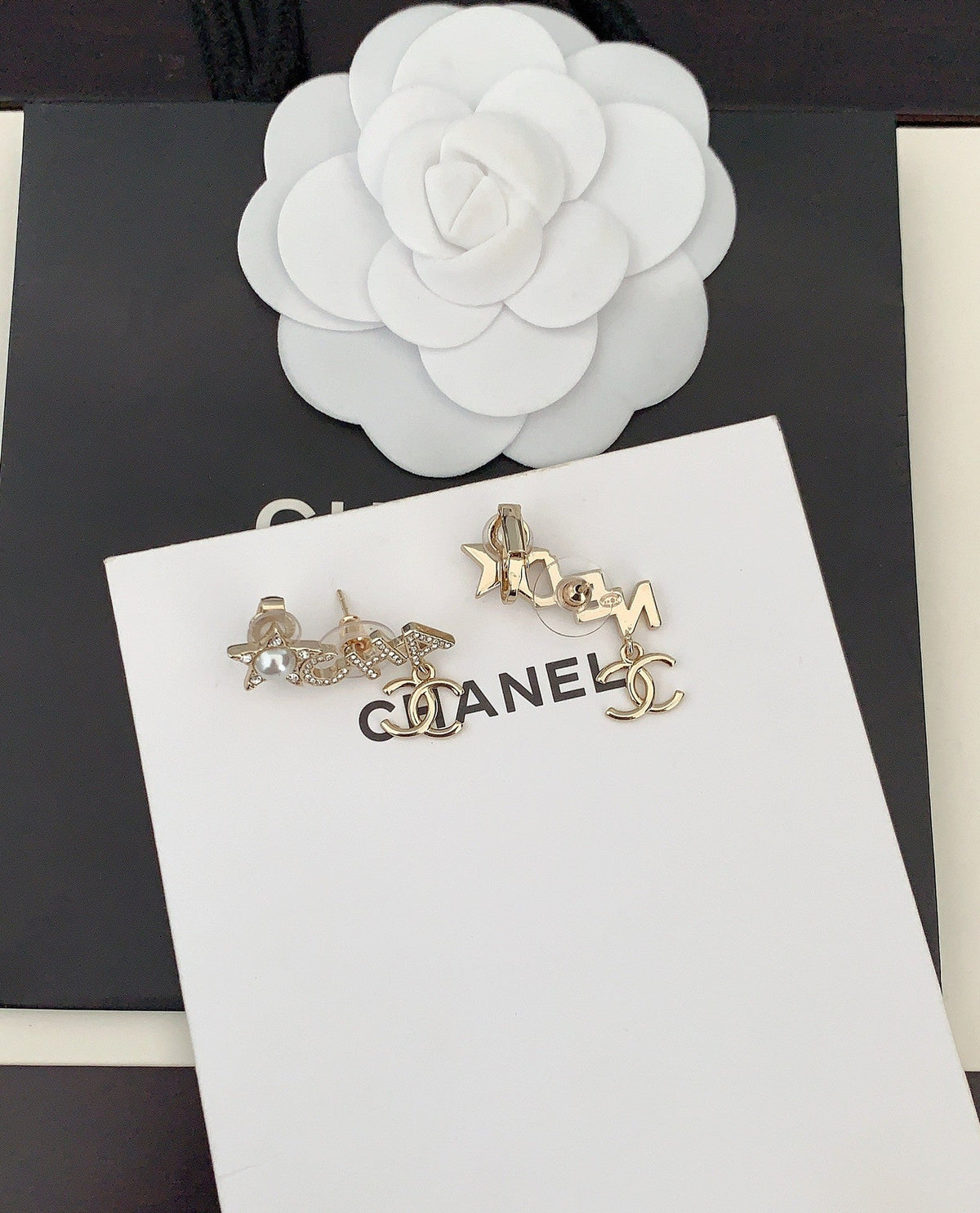 18K Chanel Script Diamonds Earrings