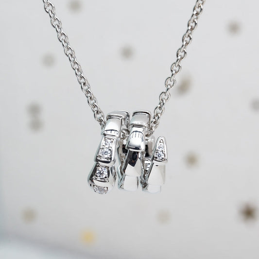 Bvlgari Serpenti Silver Necklace Cubic Zirconia