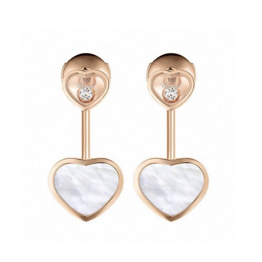 Chopard Happy Heart Pink Gold Drop Earrings