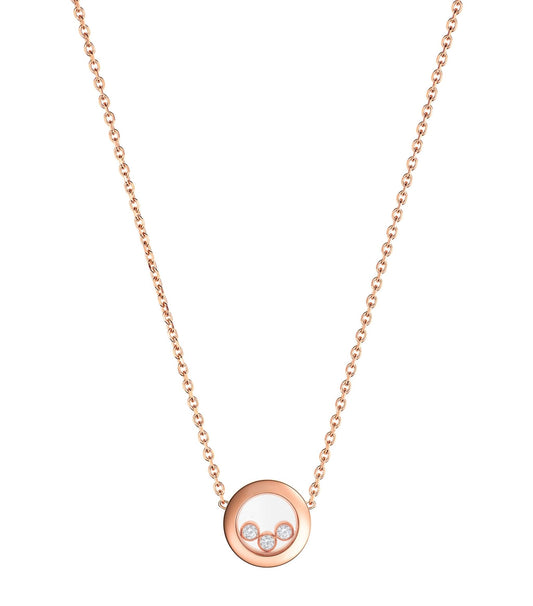 Chopard Happy Pendant Pink Gold 3 Cubic Zirconia Necklace