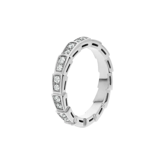 Bvlgari Serpenti Ring Silver Cubic Zirconia Paved 3MM