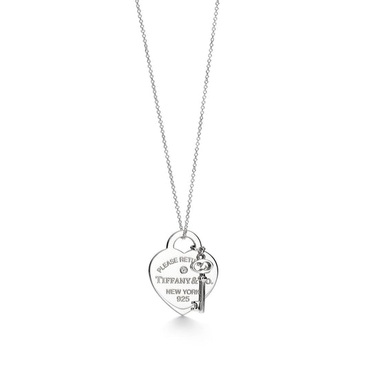 Hermes Heart and Key Silver Necklace