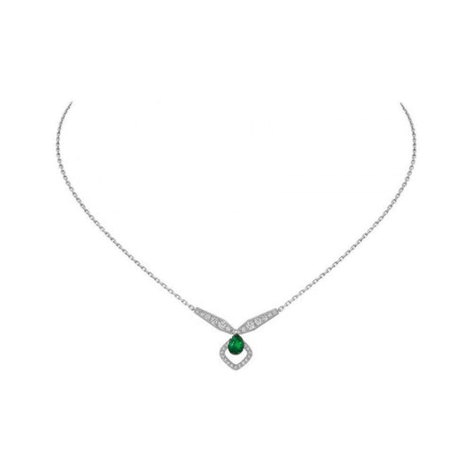 Chaumet Josephine Malachite Silver Cubic Zirconia Necklace