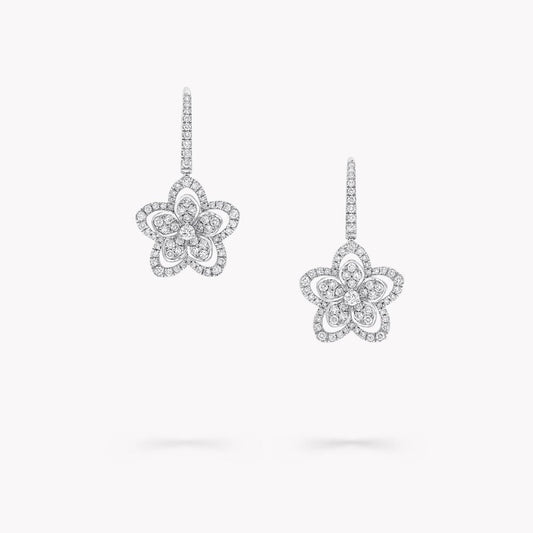 Graff Wild Flower Silver Diamond Earrings