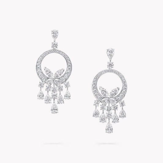 Graff Butterfly Chandelier Classic Silver Diamond Earrings