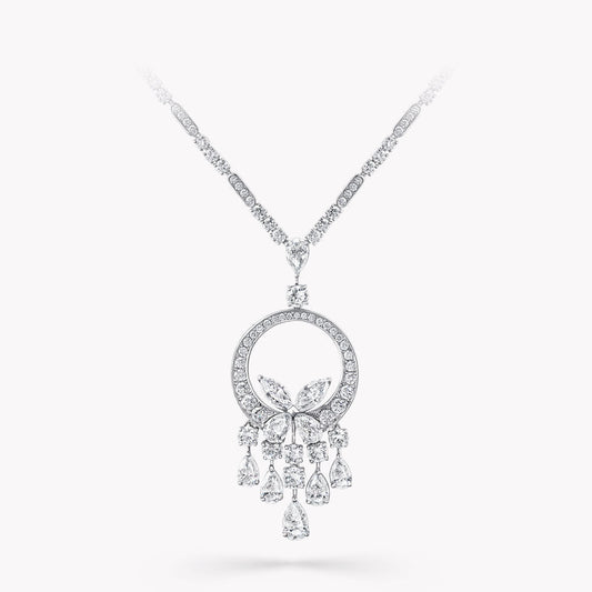 Graff Butterfly Chandelier Classic Silver Cubic Zirconia Necklace