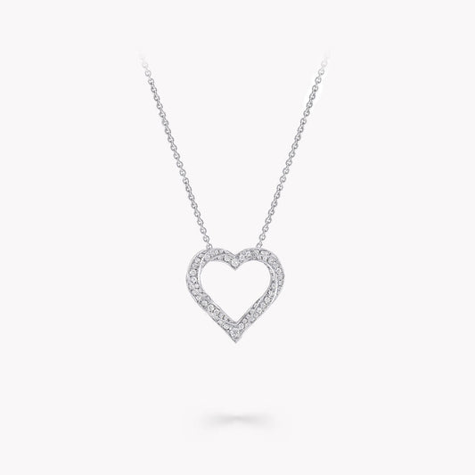 Graff Spiral Heart Silhouette Paved Silver Cubic Zirconia Necklace