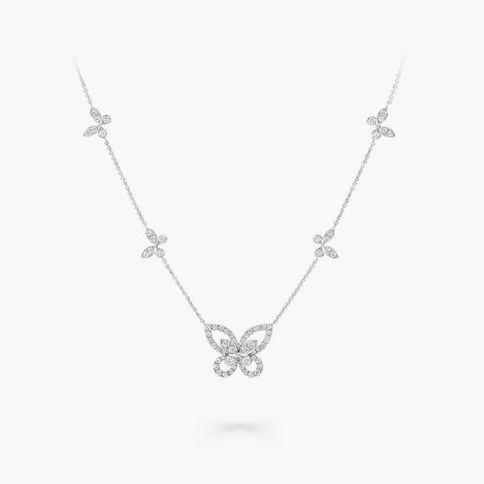 Graff Multi Butterfly Silhouette Silver Cubic Zirconia Necklace