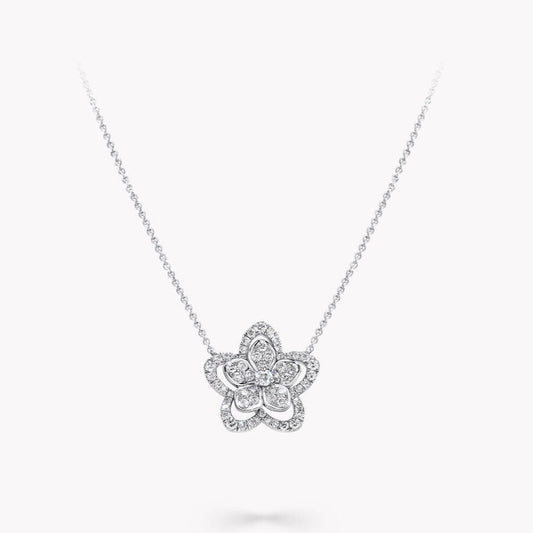 Graff Wild Flower Silver Cubic Zirconia Necklace
