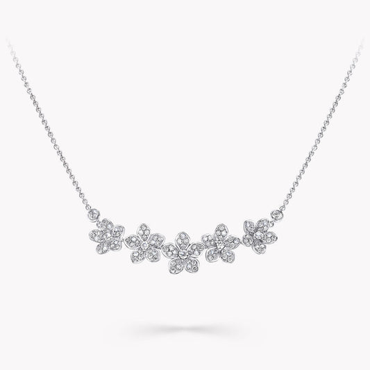 Graff Wild Flower Silver Cubic Zirconia Line Necklace