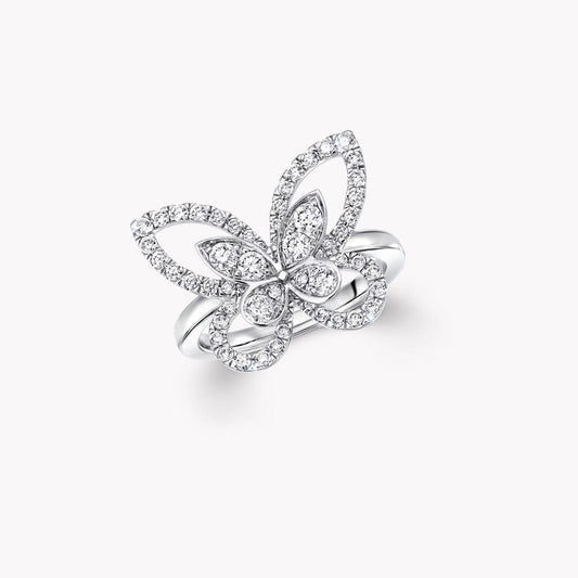 Graff Butterfly Silhouette Silver Cubic Zirconia Ring