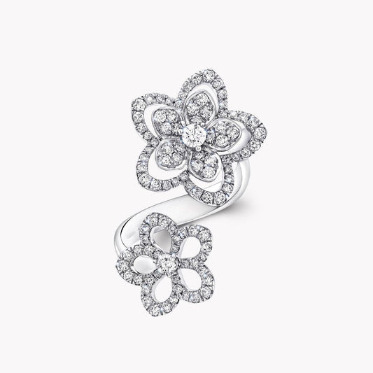 Graff Wild Flower Double Silver Cubic Zirconia Ring