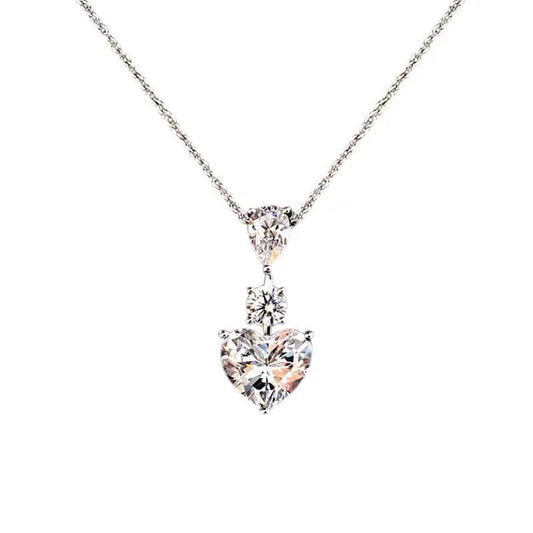 Graff Heart Water Silver Cubic Zirconia Paved Necklace