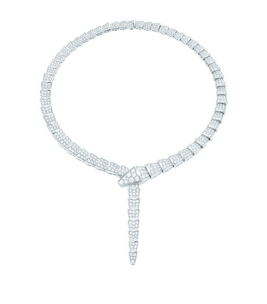 Bvlgari Serpenti Silver Cubic Zirconia Necklace