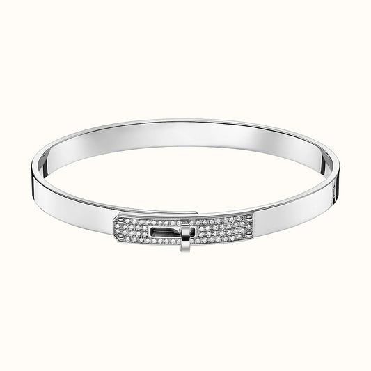 Hermes Kelly Silver Cubic Zirconia Bracelet
