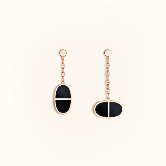 Hermes Chaine Verso Black Ceramic Earrings