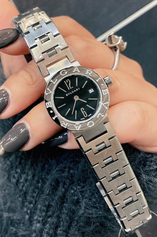 Bulgari Black Dial Silver-Tone Bracelet Watch — hero