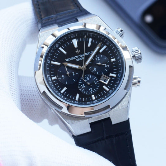Vacheron Constantin Silver Black Dial Strap Watch — hero