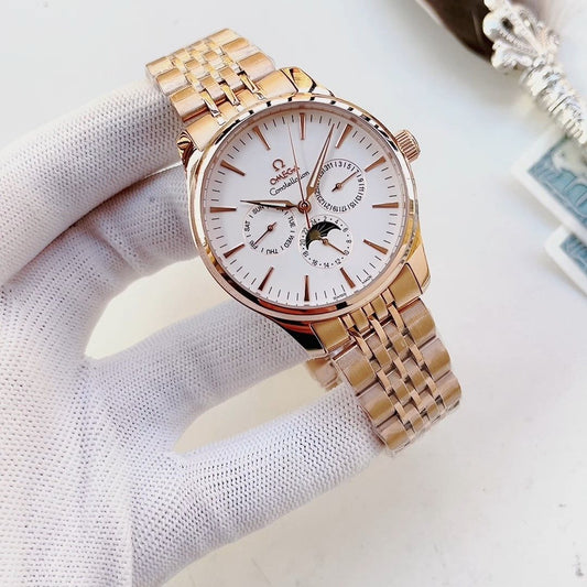 OLEVS White Dial Rose Gold Metal Bracelet Watch — hero