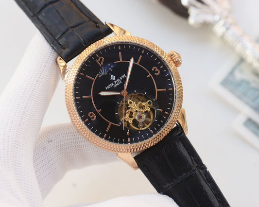 Patek Philippe Black Dial Strap Watch — hero