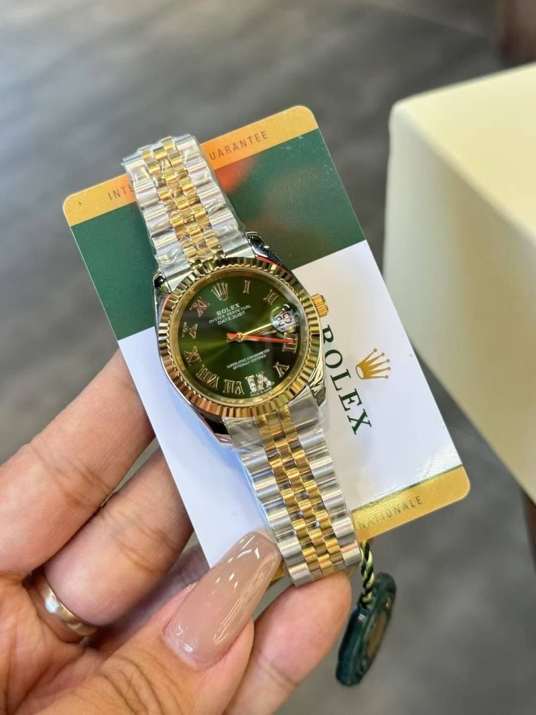 Rolex Green Dial Two-Tone Watch — front