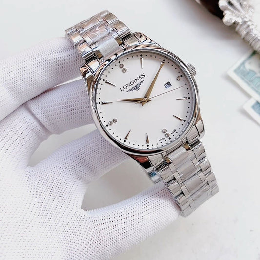 Longines White Dial Metal Bracelet Watch — hero